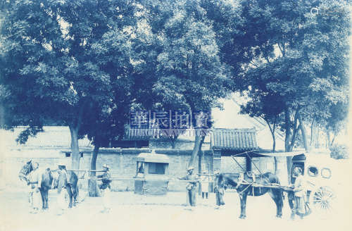 佚名 中国轿子与马车 1880s 蓝晒印相工艺