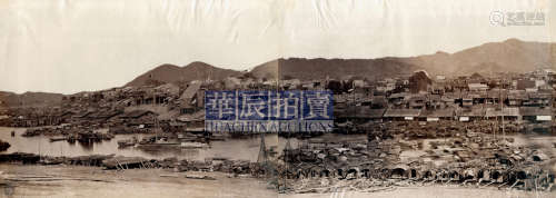 阿芳 广州梧州全景二联张（2张） 1860s 蛋白照片