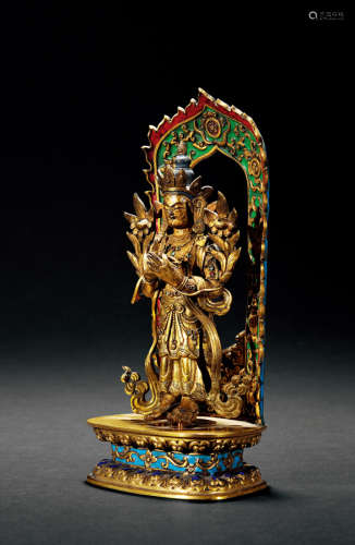 18世纪 铜鎏金大力士菩萨立像