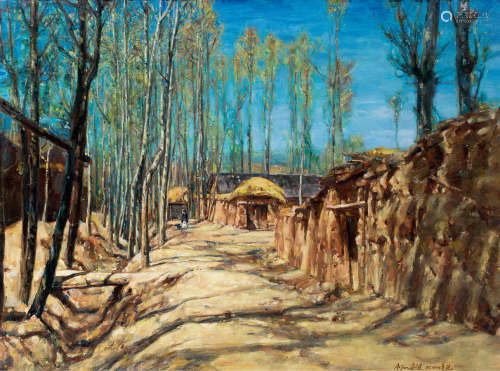 陈安健 1996年作 乡村风景 布面油画