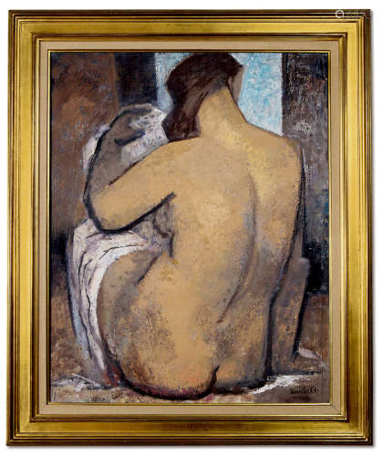 让·苏弗尔皮 1970年作 背转身的浴女 布面油画