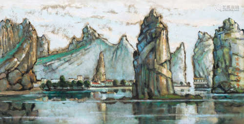 涂克 1980年作 广西陆川县风景 布面油画