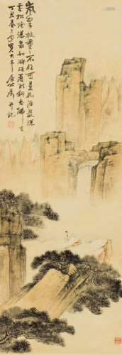 张大千（1899～1983） 丁丑（1937年）作 观瀑图 立轴 设色纸本