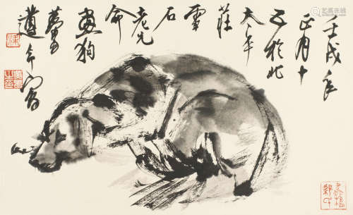 黄胄（1925～1997） 壬戌（1982年）作 犬 镜心 水墨纸本