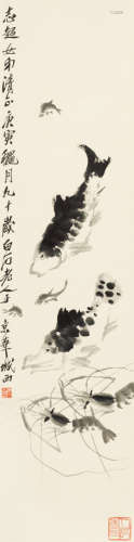 齐白石（1864～1957） 庚寅（1950年）作 水族图 立轴 水墨纸本