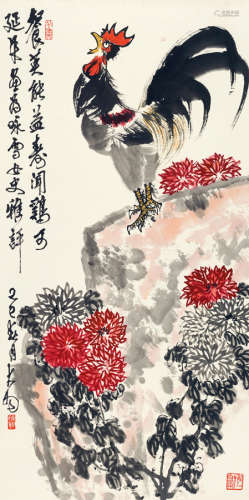 陈大羽（1912～2001） 己巳（1989年）作 大吉图 立轴 设色纸本