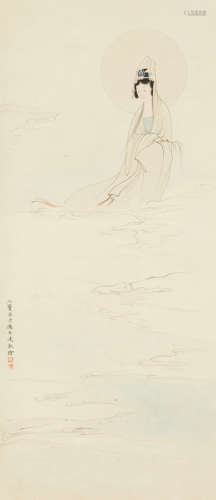 冯忠莲（1918～2001） 渡海观音 立轴 设色纸本