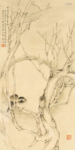 陈之佛（1896～1962） 暗香浮动月黄昏 镜框 水墨纸本