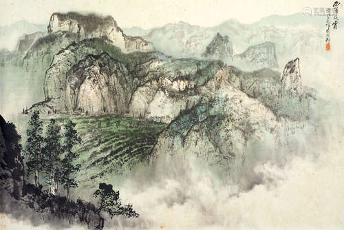 黄纯尧（1925～2007） 西陵晓雾 镜心 设色纸本