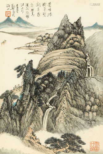 郑午昌（1894～1952） 己丑（1949年）作 山水 镜框 设色纸本