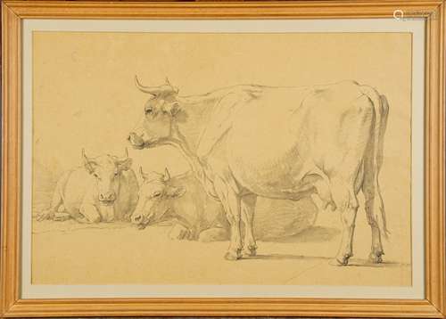 Les Vaches.<br/>Dessin monogrammé en bas à droite. Deux pendants.<br/>haut. 0m40 larg. 0m54