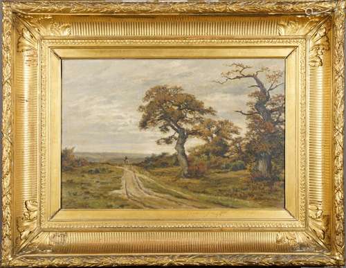 Paysage avec Cavalier.<br/>Huile sur toile, signée en bas à gauche.<br/>haut. 0m40 larg. 0m60