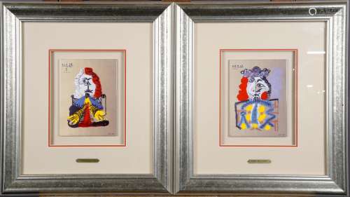 “Thème des Portraits imaginaires“. Quatre tirages sur céramique (15 x 20 cm) en couleurs.<br/>Signés et numérotés. Avec certificat d'authenticité. Encadrés: 49 x 44 cm.
