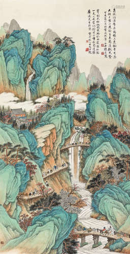 陈达（1892～1975） 1947年作 车马出行图 立轴 设色纸本