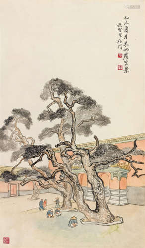 朱屺瞻（1892～1996） 1955年作 故宫皇极门 镜心 设色纸本