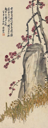 陈师曾（1876～1923） 1923年作 红梅仙子 立轴 设色纸本