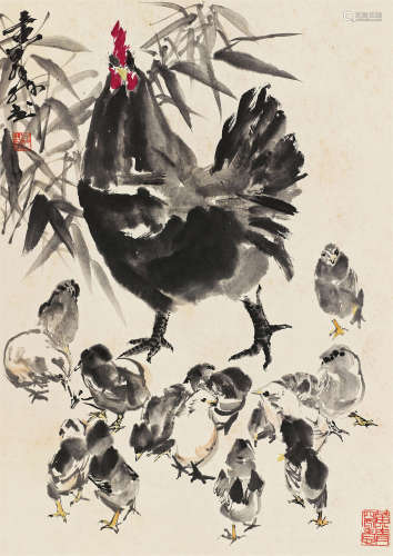 黄胄（1925～1997） 母子情深 立轴 设色纸本