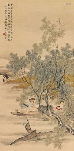 花劼庵（1898～1957） 1942年作 云水游 立轴 设色纸本