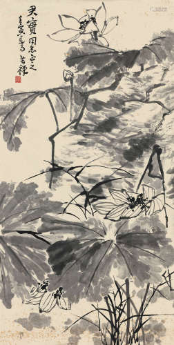 李苦禅（1899～1983） 1962年作 荷塘 镜心 水墨纸本