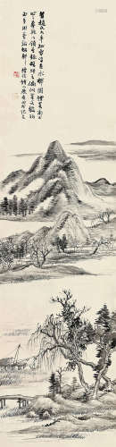 陆恢（1851～1920） 水邨图 立轴 水墨纸本