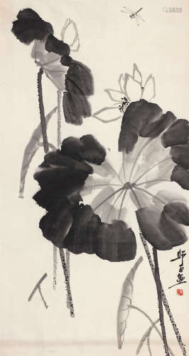 娄师白（1918～2010） 荷花蜻蜓 镜心 水墨纸本