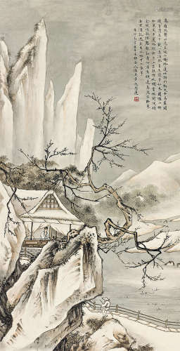 冯忠莲（1918～2001） 1951年作 雪夜访友 立轴 设色纸本