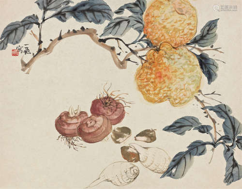 陆抑非（1908～1997） 蔬果图 镜心 设色纸本