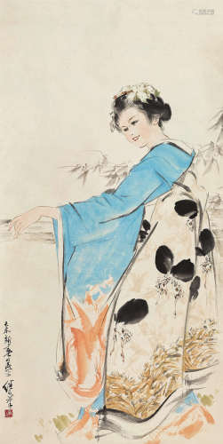 刘继卣（1918～1988） 1979年作 朝鲜佳丽 立轴 设色纸本