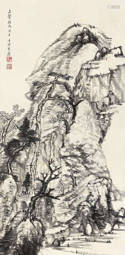 王季迁（1906～2003） 1962年作 青山疏林 立轴 水墨纸本
