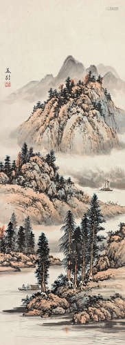 宋美龄（1898～2003） 溪江泛舟 镜心 设色纸本