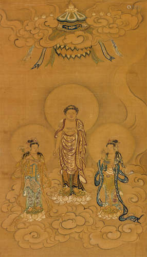 佚名 释迦牟尼佛像 立轴 设色绢本刺绣
