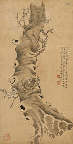 钱杜（1764～1845） 1833年作 古梅图 立轴 水墨纸本