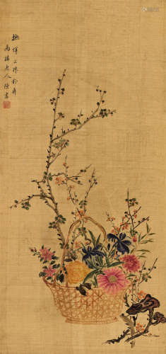 陈书（1660～1736） 群芳聚篮 立轴 设色绢本