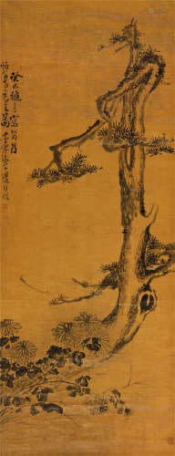 边寿民（1684～1752） 1713年作 松菊图 立轴 水墨绫本