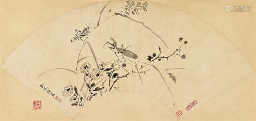 余省（1692～1767） 秋逸图 扇面 水墨纸本