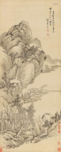 汪昉（1799～1877） 1859年作 春山杖归 立轴 水墨绢本