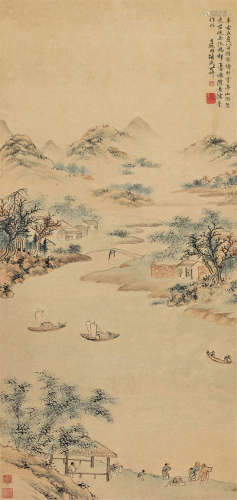 李世倬（1687～1770） 1731年作 山雨初晴 立轴 设色纸本
