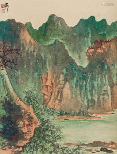 谢稚柳（1910～1998） 青绿山水 立轴 设色纸本