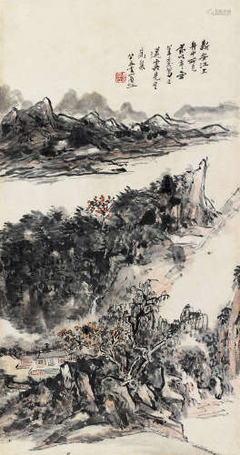 黄宾虹（1865～1955） 新安江上 镜心 设色纸本