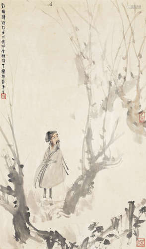 傅抱石（1904～1965） 1945年 靖节先生像 镜心 设色纸本