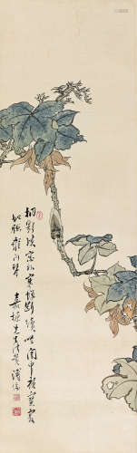 溥儒（1986～1963） 碧树秋蝉 立轴 设色纸本