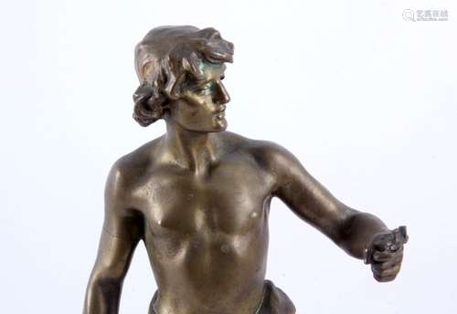 MarcelDébut（法国，1865-1933），“PremièreVictoire”，青铜雕塑，签名MarcelDébut，高32厘米