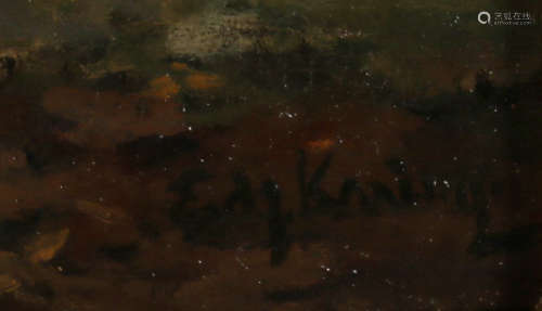 Edzard Willem Koning, Winschoten 1869-1954 Den Haag, Boerderij bij Nunspeet, olieverf op doek, 32 x 42 cm.