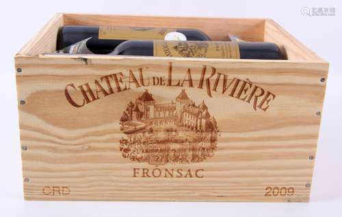 Château De La Rivière Fronsac, Bordeaux 2009 in originele Kist, 6x