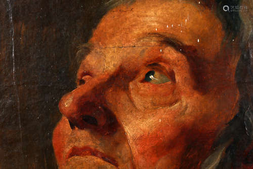 Onb.meester, Portret van een man, maroefle, 35 x 29 cm.