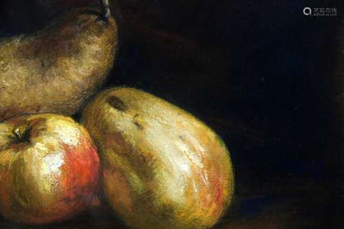 T.W. Holfferic, Stilleven met fruit, pasteltekening,  gedateerd 1896, 55 x 34 cm.