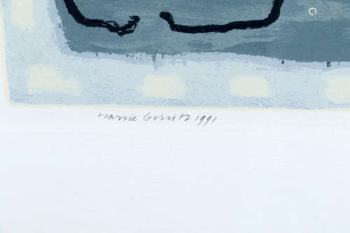 H. Gerritz, Abstract, handgesigneerde zeefdruk, nr.197/250, gedateerd 1991, 49 x 43 cm.