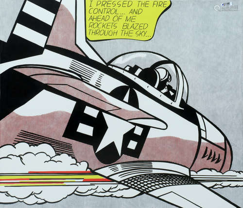 Roy Lichtenstein, 2-luik 'Whaam', uitgegeven als ongesigneerde litho door Tate Gallery London, geprint in Groot-Brittannië door Lautrect Photo Litho Ltd. Leeds