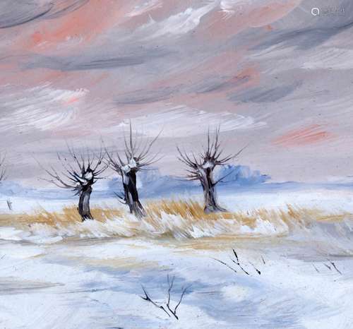 Henk Poeder, Winterlandschap, olieverf op paneel, 26 x 25 cm.