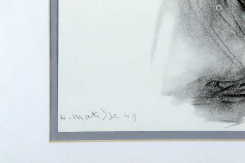 Henri Matisse, (1869-1954), Homme, zeefdruk naar houtskooltekening, 1949, l.o. typografische signatuur, herkomt :Galerie Maeght, Parijs, 37,5 x 28 cm.